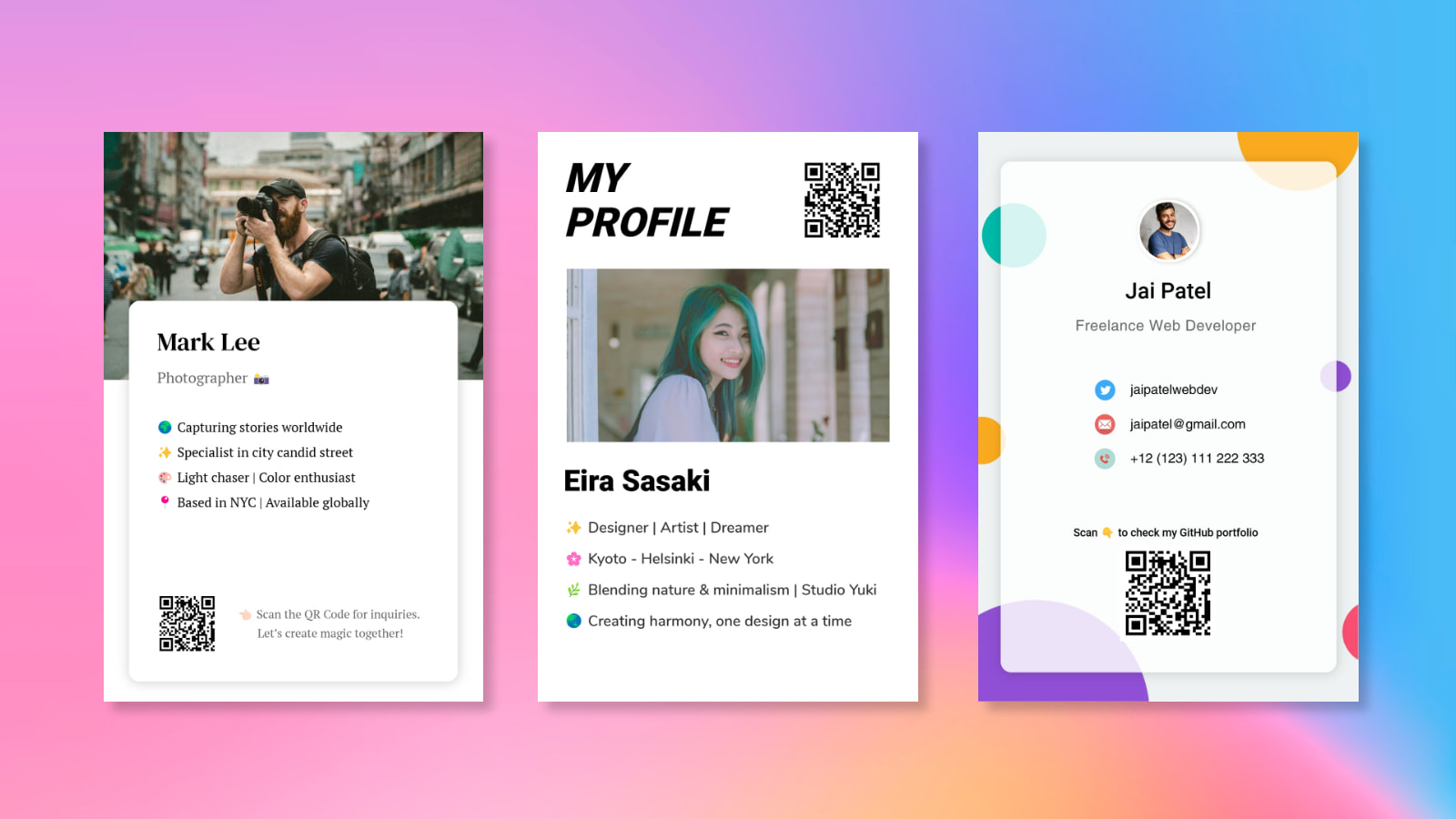 Free and Customizable Profile Card Design Templates